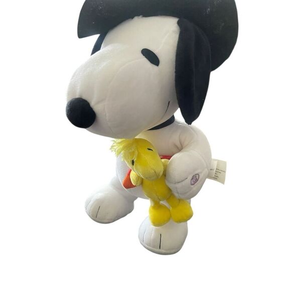 Peanuts Kids White Black Snoopy & Woodstock Pilgrim Side-stepper Music Plush OS - Picture 7 of 13